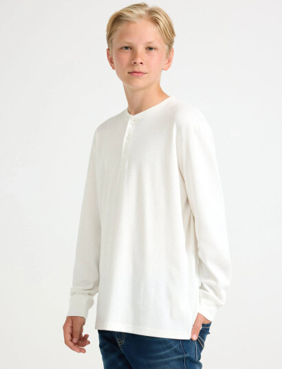 Lindex Top Ls Henley White 128