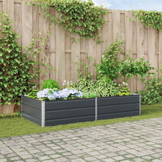 vidaXL Plantekassed Antrasitt 195 x 100 x 45 cm Galvanisert stål