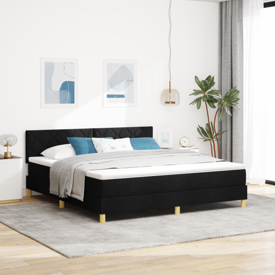 Sengebunnseng med Madrass Svart 180x200 cm Stoff