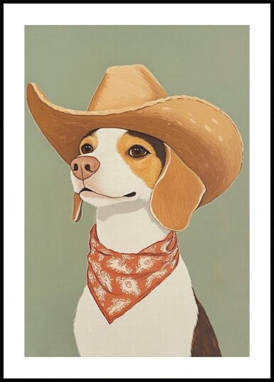 Cowboy Beagle Dog Plakat Plakat / 30x40cm