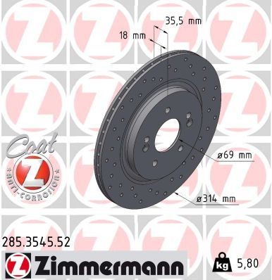 Bremseskive ZIMMERMANN 285.3545.52