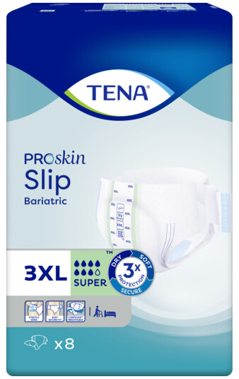 Tena Slip Bariatric Super, 3X-Large, Alt-i-ett bleie,.8 stk