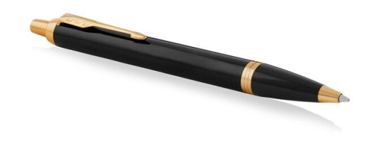 Parker IM Ballpoint Pen  Svart Lacquer with Gull Trim  Medium Point Blå Ink  Gift Box