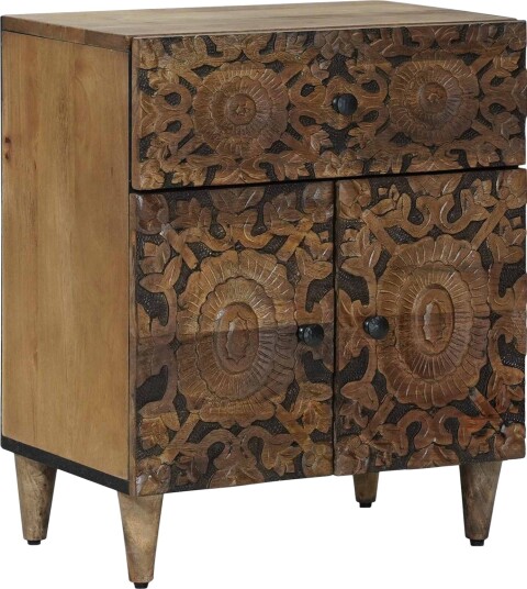  Sengekabinett med skuff Brun 50 x 33 x 60 cm Massiv mango tre