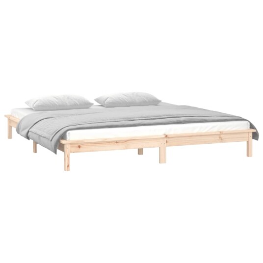 vidaXL Sengeramme med LED 150x200 cm 5FT King Size heltre