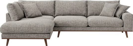 Copenhagen Premium 4 personers Venstrevendt L formet Dyb Chaiselongsofa i Chenille Grå