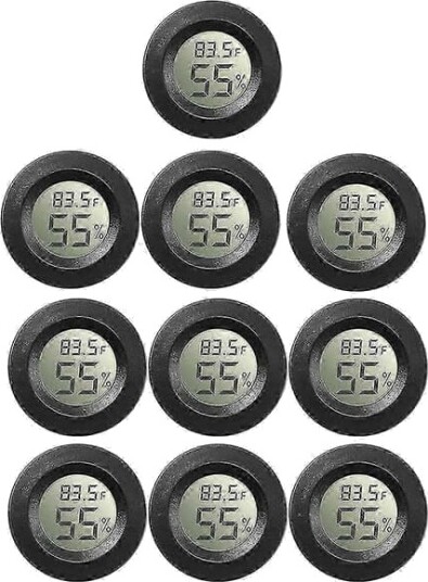 10-pakning Mini Hygrometer Termometer Måler Digital LCD-skjerm for Drivhus Barnehage Reptil Inkubator (Fww)