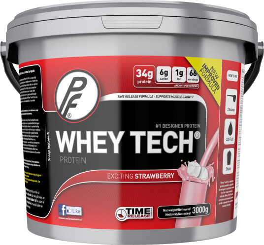 Proteinfabrikken Whey Tech 3 kg, proteinpulver 3kg Jordbær Proteinfabrikken Whey Tech 3 kg, proteinpulver 3kg Jordbær