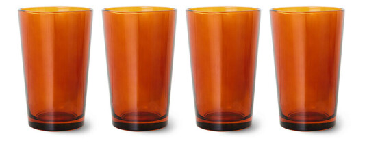 HK Living 70's glassware teglass 20 cl 4-pakning Amber brown HK Living 70's glassware teglass 20 cl 4-pakning Amber brown