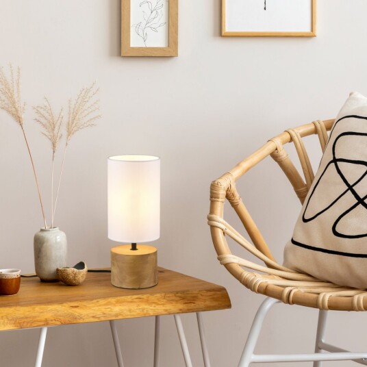 Bordlampe Woody   Tre/hvit