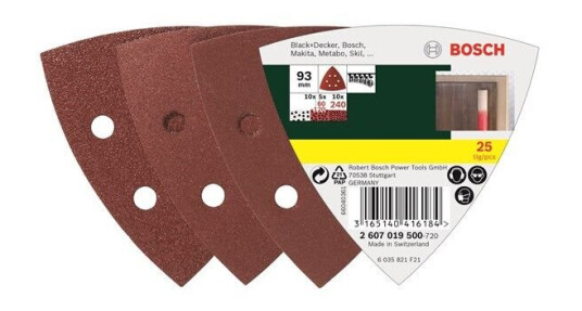 Bosch Slipepapirsett 25 Deler til Deltasliper med Korn 60, 120, 240 - 93 mm Bosch Slipepapirsett 25 Deler til Deltasliper med Korn 60, 120, 240 - 93 mm