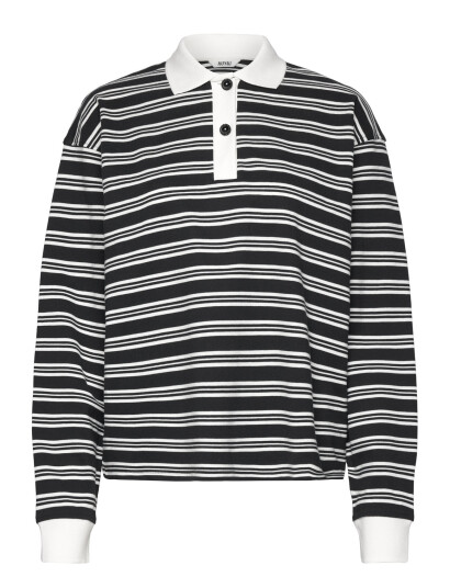Monki Long Sleeve Rugby Polo Top - Multi/patterned - XXS