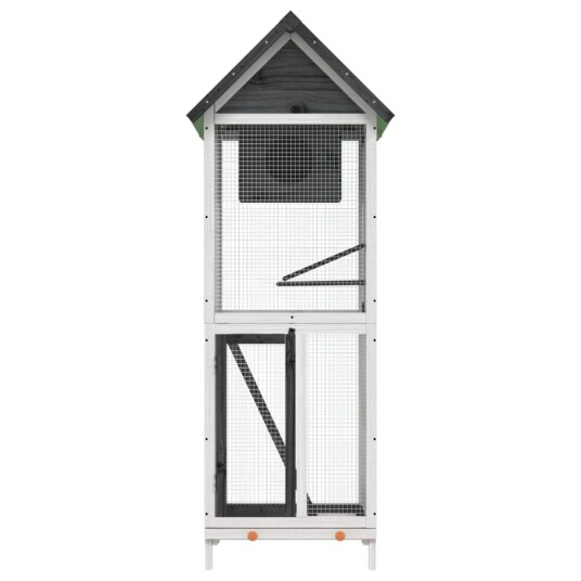 Fuglehus grå 60x58,5x160 cm heltre furu
