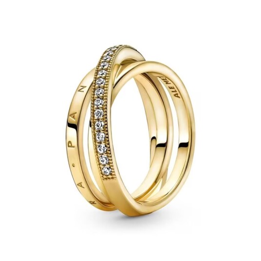 Damering Pandora CROSSOVER PAVE TRIPLE BAND - STÃRRELSE 54