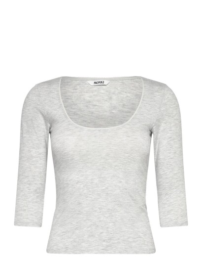 Monki 3/4 Sleeve Top Grey L