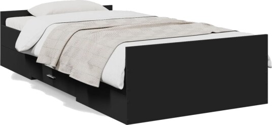  Sengeramme med skuffer svart 75x190 cm konstruert tre 8721102620034