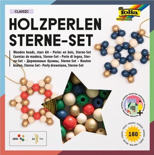 Folia Perlestjerne Hobbysett Med Treperler I Klassiske Farger
