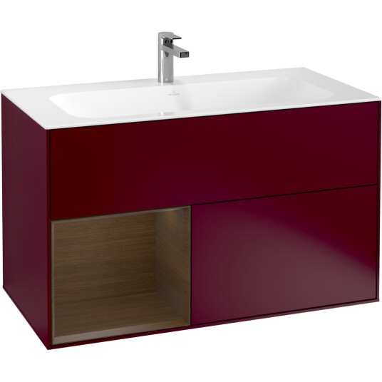 VILLEROY & BOCH FINION SERVANTSKAP 100 PEON MATT LAKK EMOTION-LYS, VENSTRESTILT VALNØTTHYLLE VILLEROY & BOCH FINION SERVANTSKAP 100 PEON MATT LAKK EMOTION-LYS, VENSTRESTILT VALNØTTHYLLE