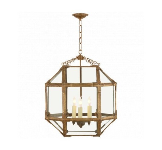 Morris Medium Lantern Gilded Iron/Clear Glass