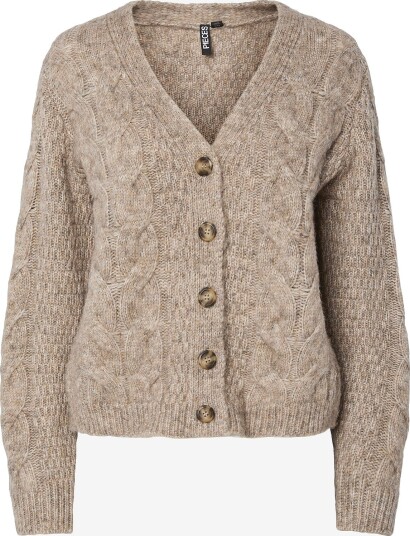 pieces - Kardigan Pcnina Ls V-Neck Knit Cardigan - Brun