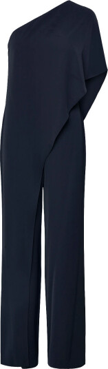 Lauren Ralph Lauren Cape Georgette One Shoulder Jumpsuit Navy 40