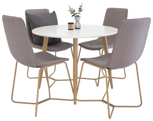 Venture Design Plaza & X-chair spisegruppe Hvit/grå 4 st stoler & bord 100 cm
