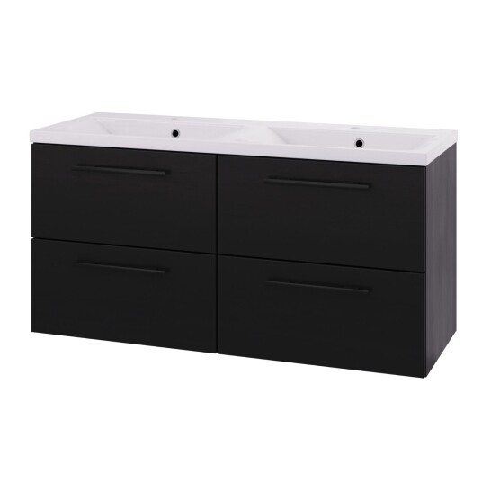 Linn Bad Ingrid D45cm Servantskap Svart eik / 120cm Dobbel 4skuff LB-110612D4S