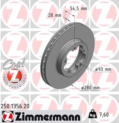 ZIMMERMANN 250.1356.20 Bremseskive