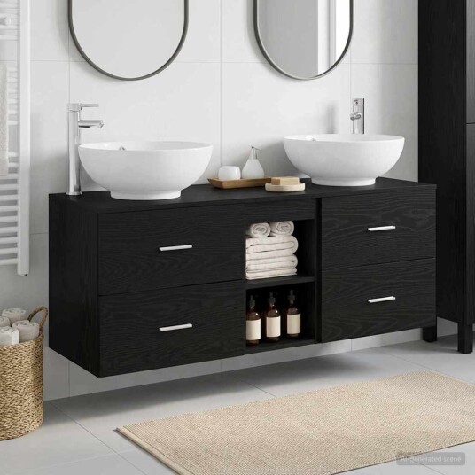 vidaXL Baderomsinnredningssett 3 stk. Svart 49,5 x 44,5 x 65 cm vidaXL Baderomsinnredningssett 3 stk. Svart 49,5 x 44,5 x 65 cm