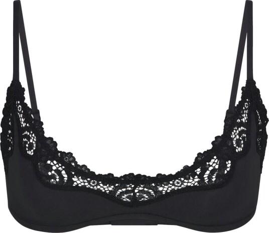 SKIMS Fits Everybody Lace Scoop Bralette Onyx Undertøy Sort XXS