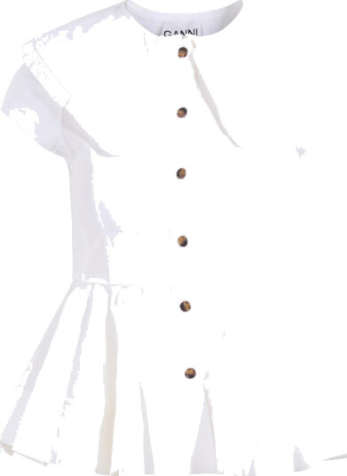Ganni White Stretch Poplin Shirt   White   38