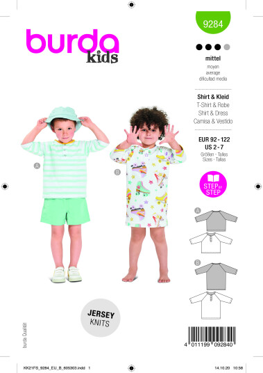 Burda 9284 - Kjole og Genser EUR: 92-122, US: 2-7
