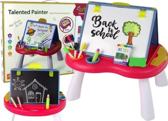 Leantoys Tavle 2-I-1 Bord, Kritt/Skrivesaker, Spill