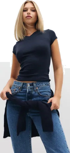 Nelly Blå V Neck Baby Tee