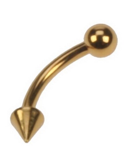 Utgått Banan Gull med Spike & Rund Kule 12 x 8 mm Øyenbrynspiercing