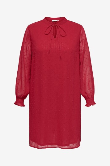 Only Carmakoma Kjole carHilda L/ S Blk Dress Wvn Rød