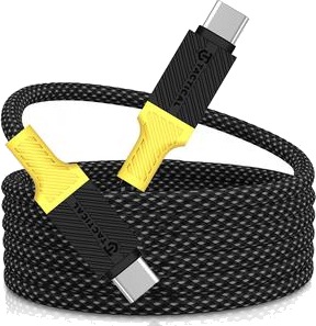 Tactical MagRope USB-C til USB-C-kabel slitesterk hurtigladekabel 1m svart / gul