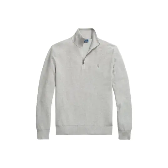 Mesh-Knit Cotton Quarter-Zip Sweater Andover Heather