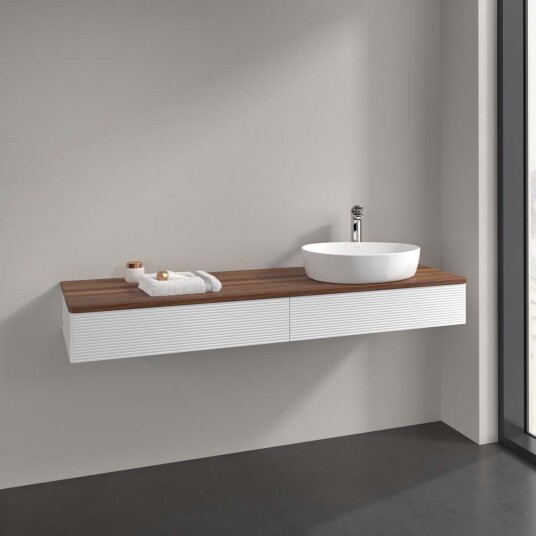 Villeroy & Boch Antao Servantskap med 2 skuffer 160x50x19 cm m/lys Hvit Matt/Valnøtt