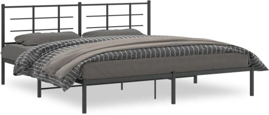 Sengeramme i metall med sengegavl svart 200x200 cm 8721012303676