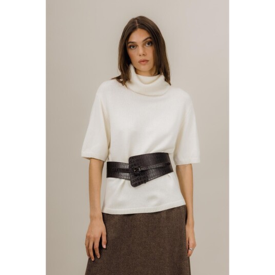 Arwyn SS Turtleneck Cream L Chunky ss merino turtleneck