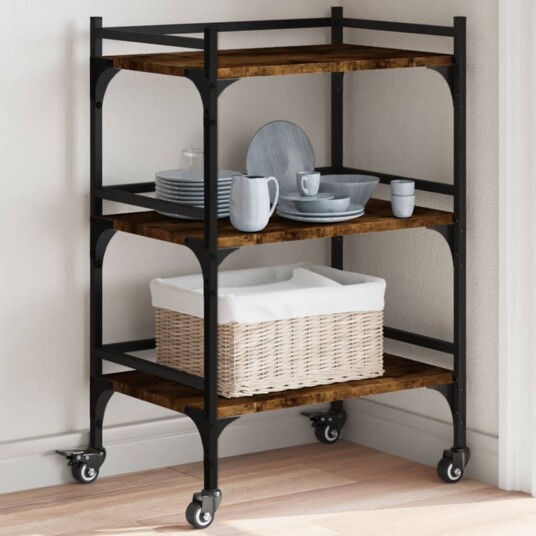 Kjøkkentralle røkt eik 50x35x75,5 cm konstruert tre 842348 Kjøkkentralle røkt eik 50x35x75,5 cm konstruert tre 842348