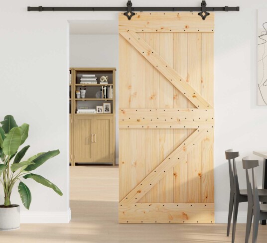 vidaXL Skyvedør NARVIK Naturlig og svart 80 x 210 cm (213,5 cm)