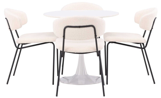 Venture Design Hamden & Chico spisegruppe Mørkegrå/svart 4 stoler & bord 80 cm