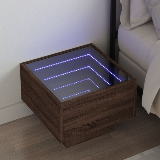 Salongbord med Infinity LED brun 40x40x30 cm 3284069