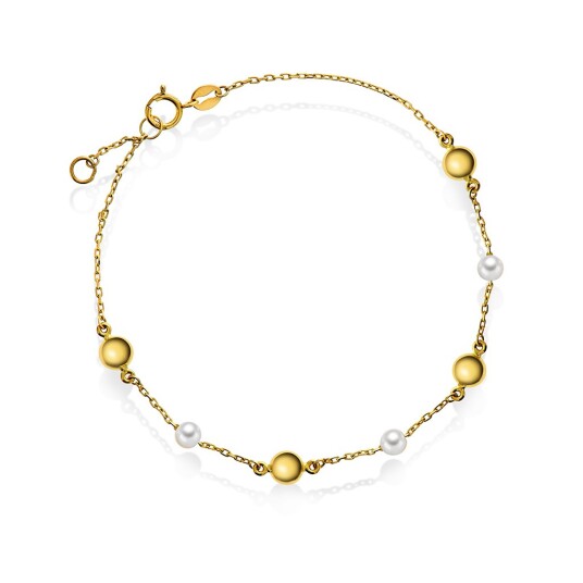 Pan Jewelry Armbånd i 585 gult gull med ferskvannsperler Pan Jewelry Armbånd i 585 gult gull med ferskvannsperler