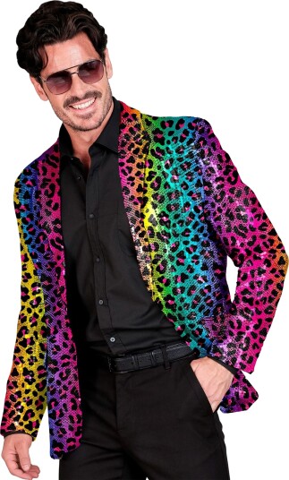 Widmann Paljett Dressjakke Leopard Regnbue XX-Large 12870