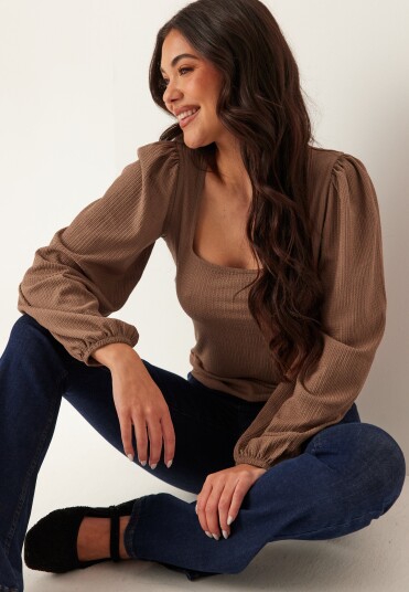 Bubbleroom Square Neck Balloon Sleeve Top