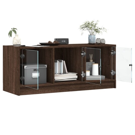 vidaXL TV-benk med dør brun eik 102x37x42 cm 8721012213623