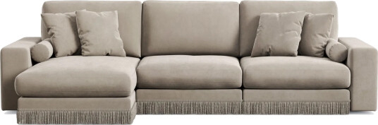 Arken Lyx 5 seter Vendbar L formet Dyp Divansofa i fløyel Beige
